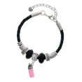 thumbnail image 1 of Delight Jewelry Silvertone 3-D Pink Baby Bottle Daughter Celtic Knot Leather Bead Bracelet, 7"+2" Extender, 1 of 4