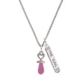 thumbnail image 1 of Delight Jewelry Silvertone 3-D Pink Baby Pacifier Silvertone Hope Anchors the Soul Bar Charm Necklace, 23", 1 of 4