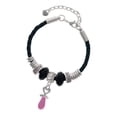 thumbnail image 1 of Delight Jewelry Silvertone 3-D Pink Baby Pacifier Sister Celtic Knot Leather Bead Bracelet, 7"+2" Extender, 1 of 4