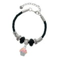 thumbnail image 1 of Delight Jewelry Silvertone 3-D Pink Cupcake with Sprinkles Mother Celtic Knot Leather Bead Bracelet, 7"+2" Extender, 1 of 1
