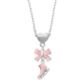 thumbnail image 1 of Delight Jewelry Silvertone 3-D Pink Ice Skate Pink Bow Heart Necklace, 1 of 4