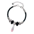 thumbnail image 1 of Delight Jewelry Silvertone 3-D Pink Running Shoe Godmother Celtic Knot Leather Bead Bracelet, 7"+2" Extender, 1 of 4