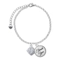 thumbnail image 1 of Delight Jewelry Silvertone 3-D Present Box with Bow and Crystal - Domed Thank You Charm Bracelet, 6"+2", 1 of 5