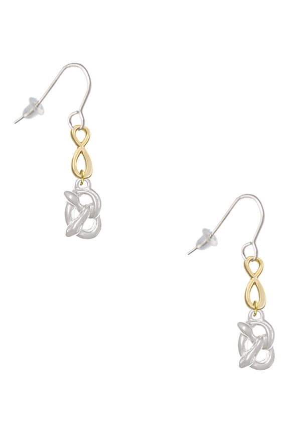 Silvertone 3-D Pretzel Gold Tone Infinity French Earrings