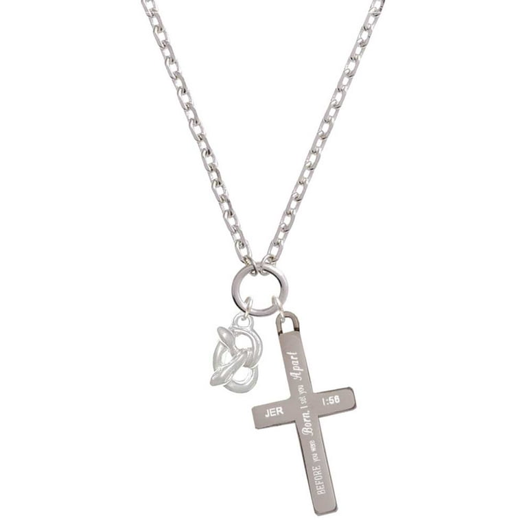 Delight Jewelry Silvertone 3-D Pretzel I Set You Apart Engraved