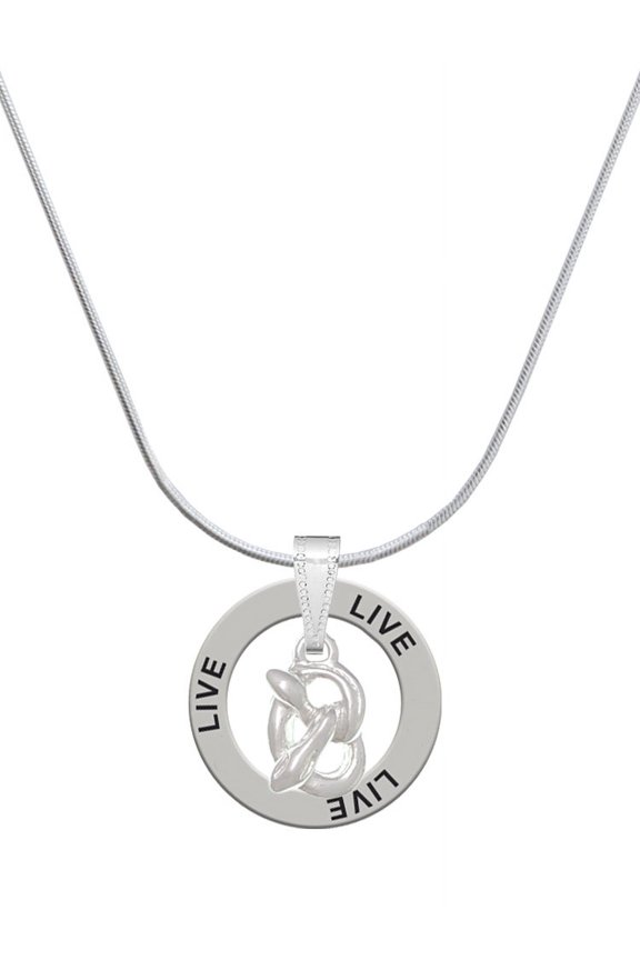 Silvertone 3-D Pretzel Live Ring Charm Necklace, 18"