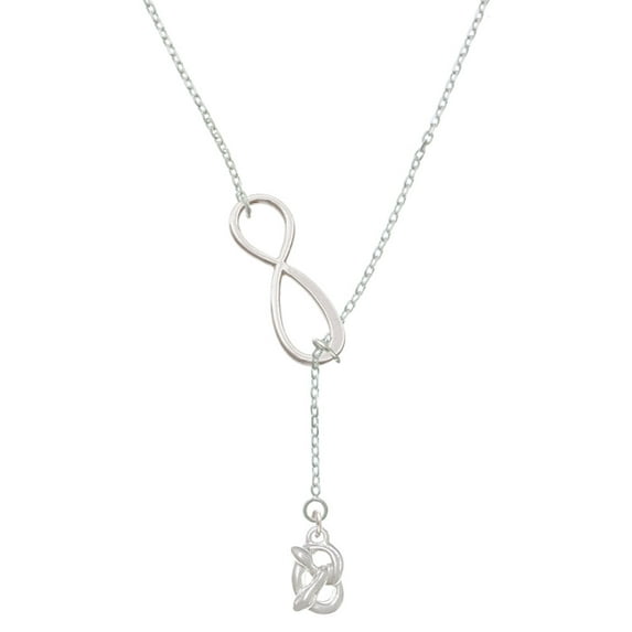 Delight Jewelry Silvertone 3-D Pretzel Silver tone Elegant Infinity Lariat Necklace