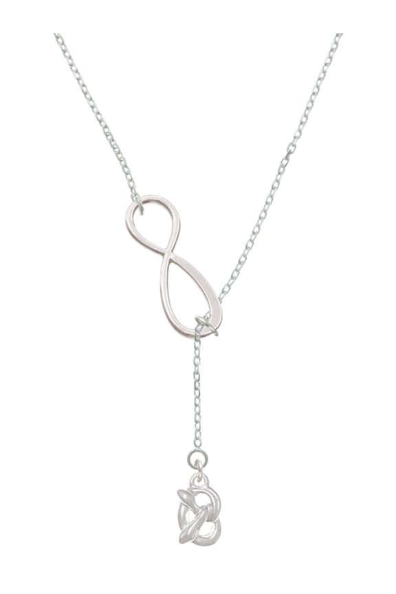 Silvertone 3-D Pretzel Silver tone Elegant Infinity Lariat Necklace