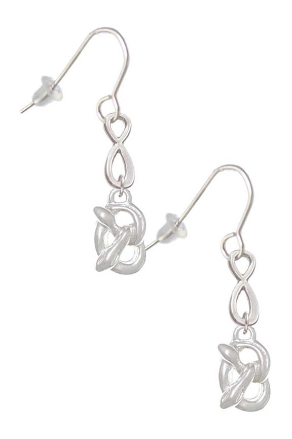 Silvertone 3-D Pretzel Silver tone Infinity French Earrings
