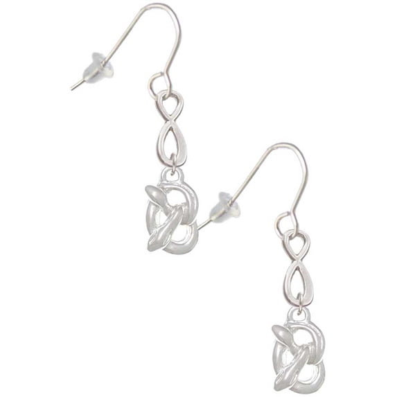 Delight Jewelry Silvertone 3-D Pretzel Silver tone Infinity French Earrings