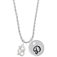 thumbnail image 1 of Delight Jewelry Silvertone 3-D Pretzel Silvertone Script Initial Disc - D - Charm Necklace, 20"+3", 1 of 4