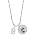 thumbnail image 1 of Delight Jewelry Silvertone 3-D Pretzel Silvertone Script Initial Disc - I - Charm Necklace, 20"+3", 1 of 4