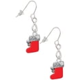 thumbnail image 1 of Delight Jewelry Silvertone 3-D Red Christmas Stocking Silver tone Infinity French Earrings, 1 of 4