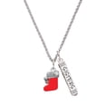 thumbnail image 1 of Delight Jewelry Silvertone 3-D Red Christmas Stocking Silvertone Sisters Best Friends Forever Bar Charm Necklace, 23", 1 of 4