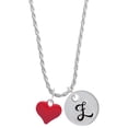 thumbnail image 1 of Delight Jewelry Silvertone 3-D Red Puffy Heart Silvertone Script Initial Disc - Z - Charm Necklace, 20"+3", 1 of 4