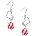 thumbnail image 1 of Delight Jewelry Silvertone 3-D Red and Striped Christmas Ornament Open Heart French Earrings, 1 of 4