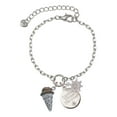 thumbnail image 1 of Delight Jewelry Silvertone 3-D Resin Chocolate Ice Cream Cone with Crystals Silvertone Discover Dream Explore Zoey Charm Bracelet, 6.5+2" Extender, 1 of 4