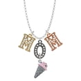 thumbnail image 1 of Delight Jewelry Silvertone 3-D Resin Strawberry Ice Cream Cone with Crystals Multi-Colored Crystal Mom Charm Necklace, 1 of 5