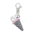 thumbnail image 1 of Delight Jewelry Silvertone 3-D Resin Strawberry Ice Cream Cone with Crystals - Silvertone Clip on Charm with Clear Crystal Drop, 1 of 4
