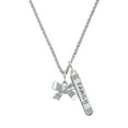 thumbnail image 1 of Delight Jewelry Silvertone 3-D Textured Bow Silvertone Family Bar Charm Necklace, 23", 1 of 1