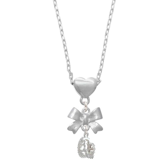 Delight Jewelry Silvertone 3-D Tiara Silver tone Bow Heart Necklace