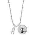 thumbnail image 1 of Delight Jewelry Silvertone 3-D Tooth - Silvertone Script Initial Disc - Z - Charm Necklace, 20"+3", 1 of 4