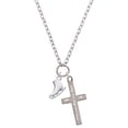 thumbnail image 1 of Delight Jewelry Silvertone 3-D White Ice Skate I Set You Apart Engraved Cross Zoey Necklace, 28", 1 of 4