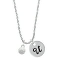 thumbnail image 1 of Delight Jewelry Silvertone 3-D White Volleyball Silvertone Script Initial Disc - U - Charm Necklace, 20"+3", 1 of 4