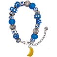 thumbnail image 1 of Delight Jewelry Silvertone 3-D Yellow Enamel Bananas Blue Paw Print Bead Bracelet, 7"+2", 1 of 4
