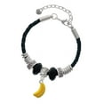 thumbnail image 1 of Delight Jewelry Silvertone 3-D Yellow Enamel Bananas Middle Sister Celtic Knot Leather Bead Bracelet, 7"+2" Extender, 1 of 4