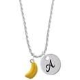 thumbnail image 1 of Delight Jewelry Silvertone 3-D Yellow Enamel Bananas Silvertone Script Initial Disc - A - Charm Necklace, 20"+3", 1 of 4