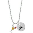 thumbnail image 1 of Delight Jewelry Silvertone 3-D Yellow Tropical Drink Silvertone Script Initial Disc - A - Charm Necklace, 20"+3", 1 of 4