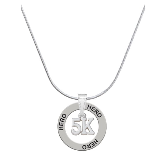 Delight Jewelry Silvertone 5K Hero Ring Charm Necklace, 18"