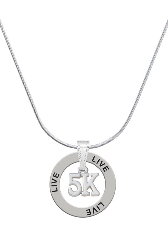 Silvertone 5K Live Ring Charm Necklace, 18"