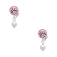 thumbnail image 1 of Delight Jewelry Silvertone 6mm Glass Imitation Pearl Bead Drop Pink Crystal Clip on Earrings, 1 of 5