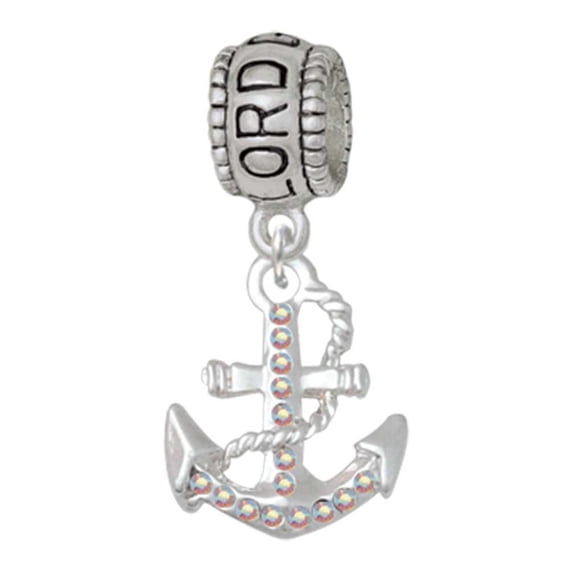 Delight Jewelry Silvertone AB Crystal Anchor Lord Guide Me Charm Bead