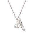 thumbnail image 1 of Delight Jewelry Silvertone AB Crystal Anchor Silvertone Best Friends Forever Bar Charm Necklace, 23", 1 of 4