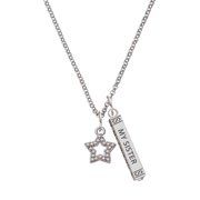Delight Jewelry Silvertone AB Crystal Lucky Star Silvertone Always My Sister Bar Charm Necklace, 23"