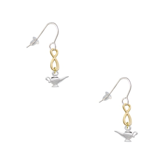 Delight Jewelry Silvertone Aladdin's Lamp Gold Tone Infinity French Earrings