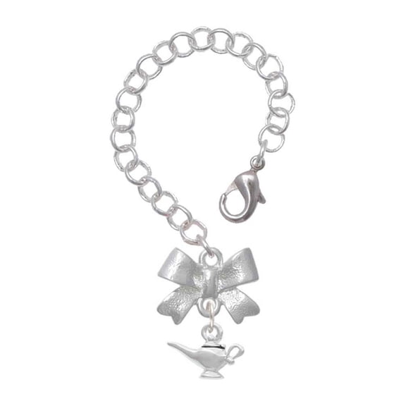 Delight Jewelry Silvertone Aladdin's Lamp - Silvertone Bow Charm Accessory for Tumblers and Thermal Cups