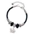 thumbnail image 1 of Delight Jewelry Silvertone All Star - Volleyball Grandmother Celtic Knot Leather Bead Bracelet, 7"+2" Extender, 1 of 4