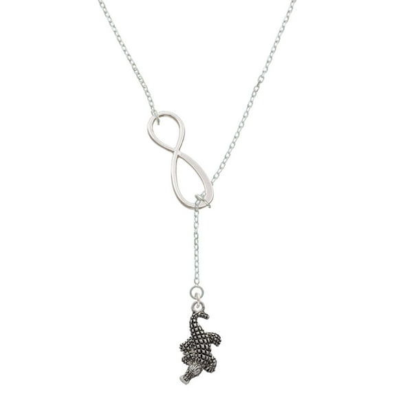 Delight Jewelry Silvertone Alligator Silver tone Elegant Infinity Lariat Necklace