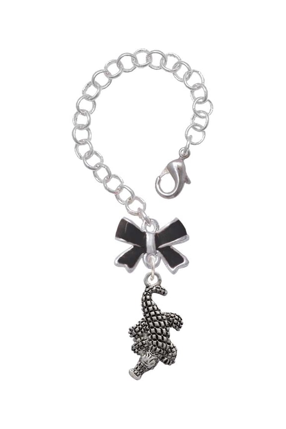 Silvertone Alligator - Silvertone Black Bow Charm Accessory for Tumblers and Thermal Cups