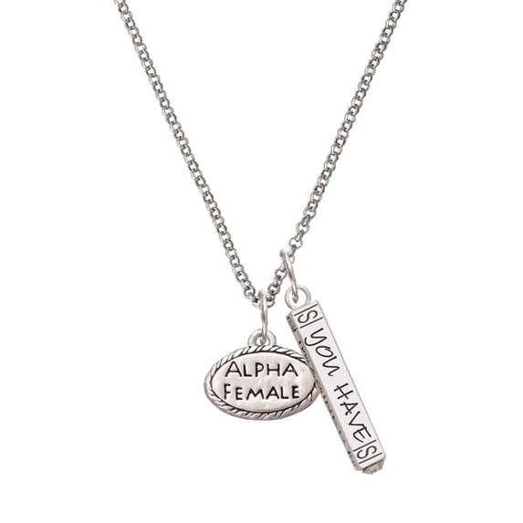Delight Jewelry Silvertone Alpha Female Oval Silvertone Live the Life You Have Imagined Bar Charm Necklace, 23"