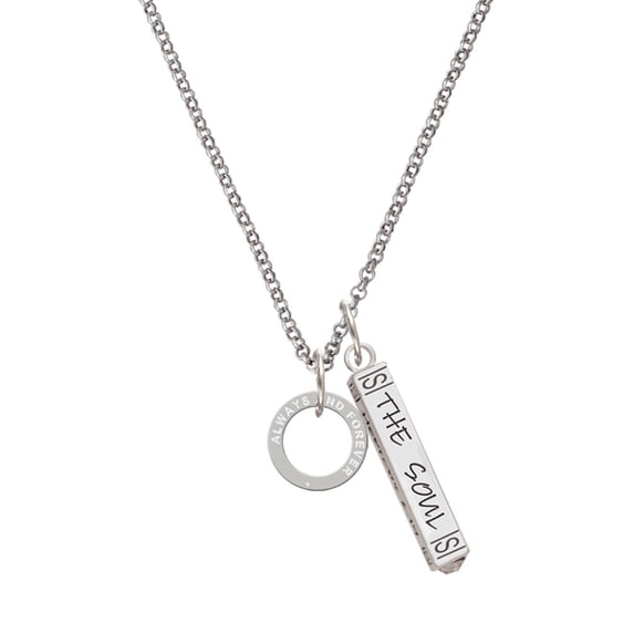Delight Jewelry Silvertone Always and Forever Eternity Ring Silvertone Hope Anchors the Soul Bar Charm Necklace, 23"