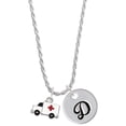 thumbnail image 1 of Delight Jewelry Silvertone Ambulance with Cross Silvertone Script Initial Disc - D - Charm Necklace, 20"+3", 1 of 4