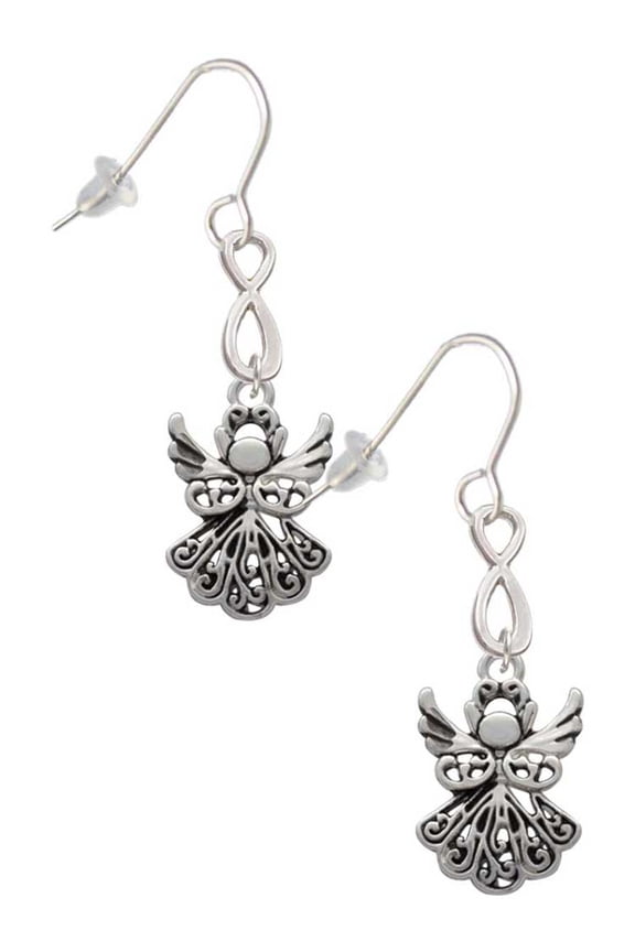 Silvertone Angel Silver tone Infinity French Earrings