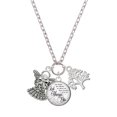thumbnail image 1 of Delight Jewelry Silvertone Antiqued Angel with Bow & Crystal Let Things Go Fall Zoey Charm Necklace, 28", 1 of 4