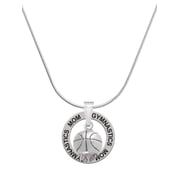 Delight Jewelry Silvertone Antiqued Basketball Spinner Gymnastics Mom Ring Charm Necklace, 18"