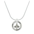 thumbnail image 1 of Delight Jewelry Silvertone Antiqued Budded Cross Live Ring Charm Necklace, 18", 1 of 4